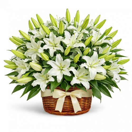 Цветы в корзине «Белоснежная сказка»